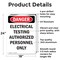 Signmission Portrait Electrical Testing Authorized Only Danger Sign, Aluminum, 18in W x 24in L, 2PK OS-2PACK-DS-A-1824-V-1786 - alternate 6